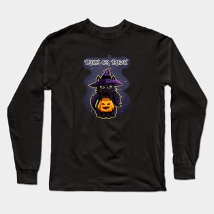 Cat Witch Trick or Treat Long Sleeve T-Shirt